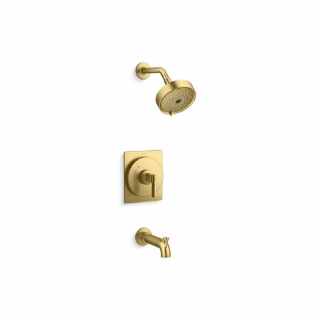 KOHLER Rite-Temp Bath & Shower Trim Kit 2.5 GPM w Tub Spt Diverter in Vibrant Brushed Moderne Brass TS35917-4Y-2MB